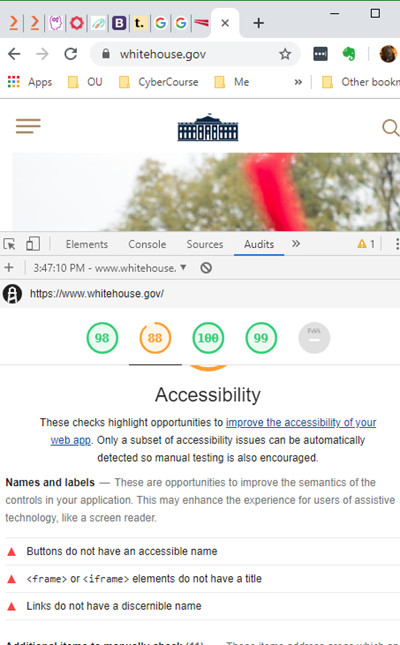 White House home page audit